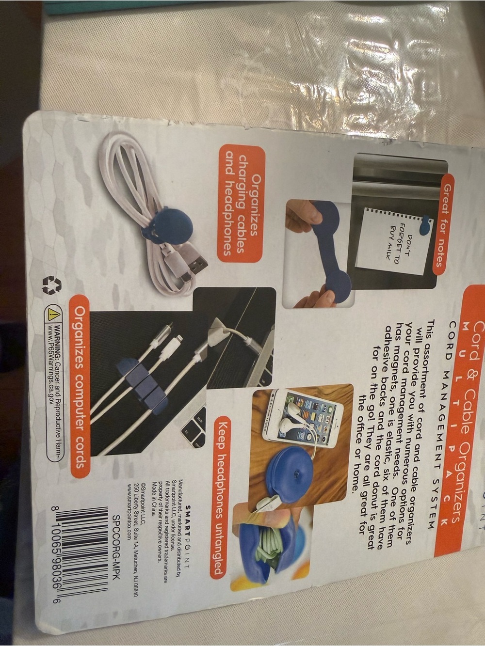 Blue Cord & Cable Organizer for Headphones and Chargers